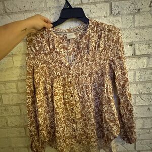 Knox Rose Brown and Cream Paisley Blouse